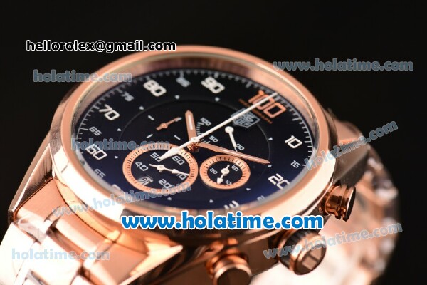Tag Heuer Mikrograph Chrono Miyota OS10 Quartz Full Rose Gold with Black Dial and Arabic Numeral Markers - Click Image to Close